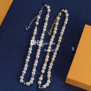 Beaded Pearl Necklace Luxury Charm Chain Pendant Necklace With Gift Box Package Daily Jewelry