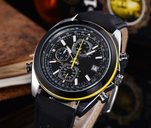 High-End Men's Watch Classic Casual Quartz Watch Automatic Six Hand Chronograph Run Second Watch 41mm Dial Leather Strap Casual Sports Watch