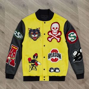 Giacca da uomo Giacca firmata Giacca da baseball Varsity Giubbotti imbottiti Lettera Cuciture ricamate Autunno e inverno Capispalla larghi Cappotti Giacca in pelle 737