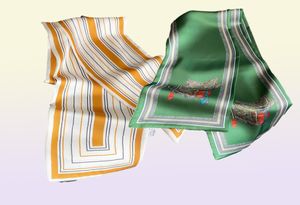 Pequeno lenço de seda feminino saco lenços magros marca luxo estreito longo decorar cinto cabeça banda moda hairband designer5701650