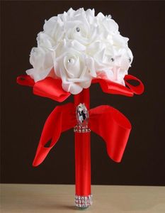 Rosa Rosso Blu Bianco Bouquet da sposa da sposa Artificiale Damigella d'onore Spiaggia Paese Rustico Bomboniere da sposa Grande palla Presa a mano Fl2693308