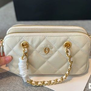 Yüksek kaliteli çift fermuarlı el çantası tasarımcı çantası lüks marka altın zincir çapraz vücut omuz çantası paraları çantası klasik çanta moda alışveriş çantası 2 renk