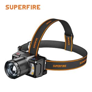 Superfire hl25a poderoso farol led à prova dwaterproof água recarregável luz de trabalho pesca aventura acampamento iluminação farol 240117