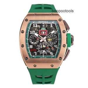 Richardmill Relógios de luxo suíços com cronógrafo automático Relógio masculino Richardmill Série masculina RM011 Le Mans Edição limitada em ouro rosa Relógio masculino automático WN