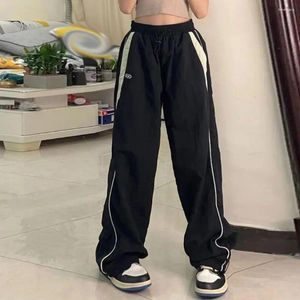 Women's Pants Hop High Waist Jogger Vintage-inspired Patchwork With Wide Leg For Women Retro Color Block