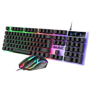 Klavyeler Kablolu Klavye Fare Combo RGB Arka Işık Bilgisayar Mekanik Klavye ve Fare Kiti 104 Tuşlar Masaüstü PC Dizüstü Bilgisayar J240117 için USB Arayüzü