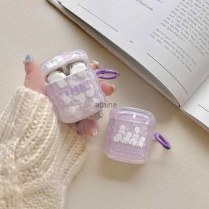 Mobiltelefonfodral ins koreanska söta kaninfodral för AirPods 1 2 3: e Case Girls Cartoon Wave Clear Cover för AirPods Pro 2nd Case Wth Keyring YQ240117