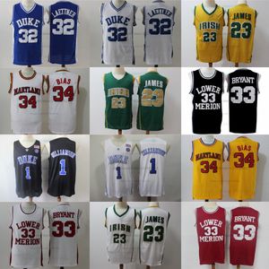 NCAA College Basketball Jersey 33 Bryant Lower Merion High School Maryland Len Bias 34