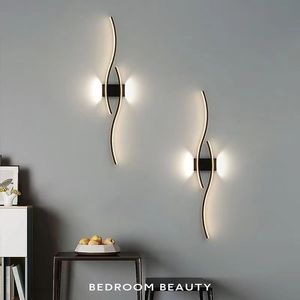 Minimalistische Schlafzimmer-LED-Wandlampen, Dekor für Sofa, Hintergrund, Innenwandleuchten, Wandleuchte für Flur, Gang, Schwarz, Weiß