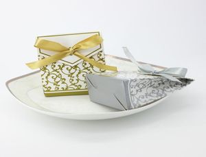 100st Gold Candy Boxes Wedding Faovrs Christmas Anniversary Party Presentlåda eller Silver Color3118599