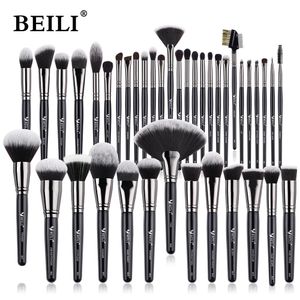 BEILI Luxuriöses schwarzes professionelles Make-up-Pinsel-Set, große Puder-Make-up-Pinsel, Foundation, natürliche Mischung, Pinceaux de Maquillage 240116