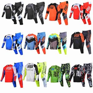 180 conjunto de engrenagens motocross jérsei calças mx combo atv outfit bmx dh bicicleta da sujeira dos homens fora de estrada ternos moto ciclismo kits de motocicleta