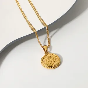 Hänghalsband 18k guldpläterad rostfritt stålvinge myntmedaljongsmycken för kvinnor vintage stapelbar choker halsband