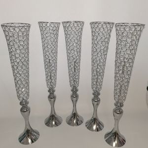 (60cm to 100cm)Wedding Party crystal Acrylic Wedding Pedestal Columns Vase Crystal Trumpet Vase For Wedding Centerpieces 309