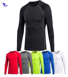 Mens Fitness Long Sleeves Rashguard T Shirt Men Bodybuilding Skin Tight Thermal Compression Shirts MMA Crossfit Workout Top Gear4962982