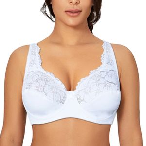 Bras för kvinnors underkläder topp kvinnlig spetsbh underwire plus storlek Brassiere Perspektiv Sexig underkläder B C D DD E F Cup 240116