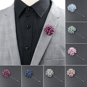 Broschen Herren Advanced Chic Cloth Art Handgefertigte rosa blaue Blumenbrosche Anstecknadel Bräutigam Hochzeitsanzug Zubehör