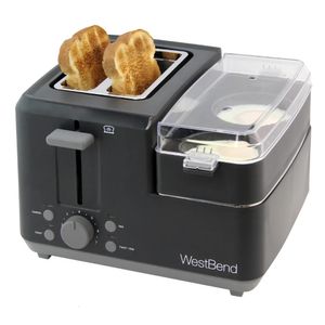West Bend 2Slice Estação de Café da Manhã Ovo Muffin Torradeira Máquina de Fazer Pão Forno Utensílios de Cozinha 240116