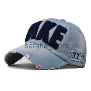 Top Caps Büyük harf işlemeli kovboy beyzbol şapkası erkekler kadın hip hop demin ayarlanabilir snapback güneş şapka gündelik açık baba kamyoncu şapkaları j240117