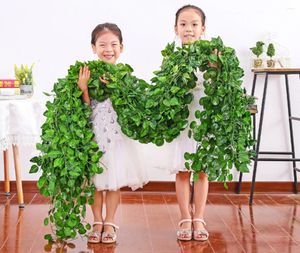 Decorative Flowers 1PC 2.2M Artificial Plants Home Decor Green Silk Hanging Vines Fake Leaf Garland Leaves For Wedding Party Room Garden