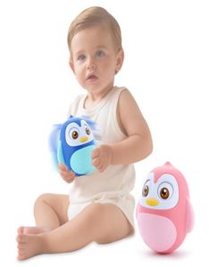 Ny ankomst baby leksak skraller nickande tumbler docka leksak utveckla baby intelligens rörliga ögon hand klocka rattle mjuka tänder lim baby 8861172