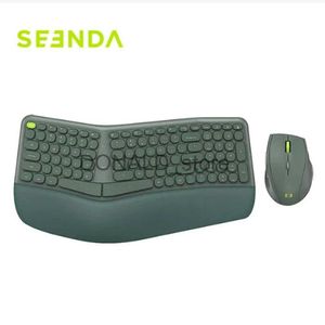 Tastaturen SEENDA Split Ergonomische kabellose Tastatur- und Mauskombination 2,4 GHz USB-Empfänger Ergo-Tastaturen 3 Mäuse mit einstellbarer DPI für Computer J240117