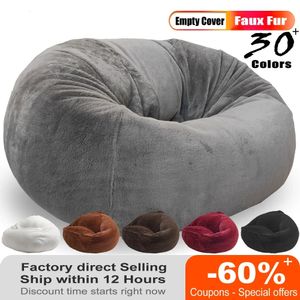 Personalizzato in fabbrica 2/3/4/5ft Pouf in soffice pelliccia Copridivano Sedia a sacco Divano Beanbag Ottoman Relax Lounge Futon Puff DD1TM2T 240116