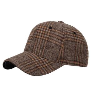 Top Caps Yetişkinler Retro Tweed Baba Şapka Ekose Beyzbol Kapağı Erkekler Kadın Polyester Kontrollü Şapka Ayarlanabilir YQ240117