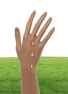 18K Gold Silver Rose Gold Plated 3 Color White Emamel Söt Evil Eye Link Chain Fashion Jewelry Hand Armband Slavarmband med R3132515