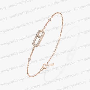 Designer-Damenmode, luxuriöses, romantisches M-Serie-Charme-Armband aus 18 Karat Roségold und Silber mit drei Diamanten als Jubiläumsgeschenk für die Frau