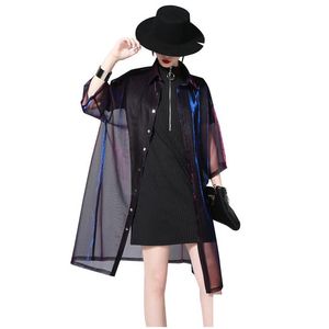 KASKA KAPE KAPE 2023 NYTT SURE SOMMER LAPEL TRE-KVARTER SLEEVE GRÖN SHING PERSPEKTIV LÖS Big Size Shirt Women Blus f Dhwov