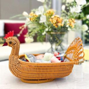 Dinnerware Sets Imitation Rattan Storage Basket Plastic Tabletop Fruits Household Container Dessert Hamper Daily Pp Serving Organizers