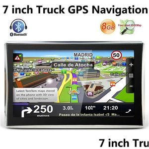 GPS 자동차 액세서리 HD 7 인치 블루투스 트럭 내비게이터 내비게이터 AVIN FM WINCE 6.0 800MHZ RAM 256MB 8GB 3D 맵 드롭 배달 자동 DHEQE