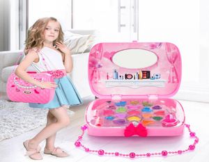 Conjunto de maquiagem infantil brinquedos mala vestir cosméticos meninas brinquedo plástico beleza segurança fingir jogar crianças menina jogos de maquiagem presentes 21035356535