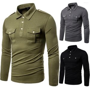 Herren-T-Shirts, 2024, Frühling und Herbst, einfarbig, modisch, lässig, Polo-Langarm-T-Shirt