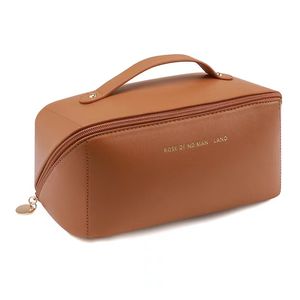 Borsa per il trucco Borsa per il lavaggio Borsa da toilette Crea un cuscino da viaggio portatile di grande capacità Pu Borsa per il trucco multifunzionale portatile da donna.