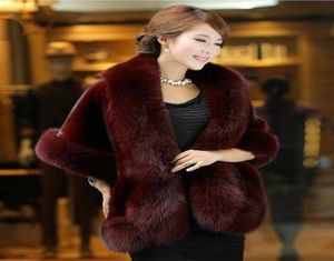 Zimowy płaszcz ślubny Faux Fur Owidy ciepłe szale wierzchnia koreańska kurtka dla kobiet na balu impreza wieczorna PDK0679756539