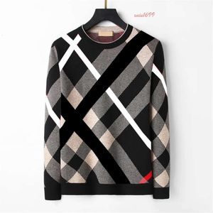 Black Sweater White Men's Designer and Yellow Coffee Knit Wool Warm Classic Plaid Stripe Brand Clothing Fashion Casual Long Sleeve Wrinkle Resistant 3XL Br