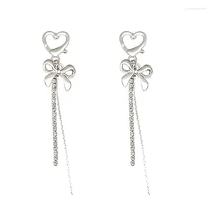 Stud Earrings Long Tassels Ear Rings Bowknot Heart Ornament For Everyday Wear