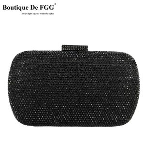 Boutique De FGG Black Evening Bags and Clutches for Women Formal Party Dinner Rhinestone Handbags Bridal Wedding Clutch Bag 240117