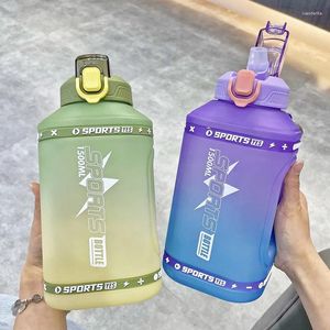 Water Bottles Liters/2.3 Liters Sports Bottle Silicone Straw Cup Large Capacity With Scale Portable Bucket Gradient Kettle