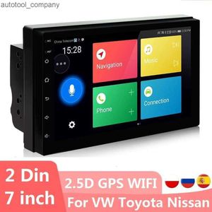 Ny 7inch Android -bilradiomottagare 2DIN CarPlayer 2.5D Pekskärm GPS Navigation Multimedia Player för Toyota Nissan Hyundai