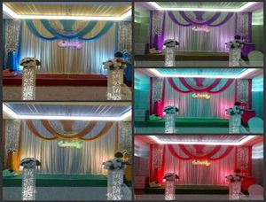 20 Fuß 10 Fuß Luxus-Eisseide-Hochzeitshintergrund-Bühnenvorhänge mit Girlanden, silberner Paillettenstoff, Hochzeits-Requisiten, Satin-Drape-Vorhang, Party 2006739