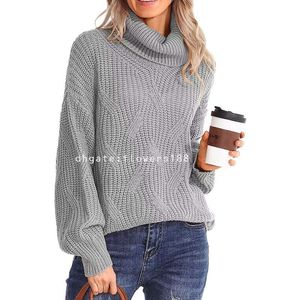 Women's Sweaters 24 New Cord Knitted Sweater European And American Thick Long Sleeve Solid Pullover Turtleneck Sweater