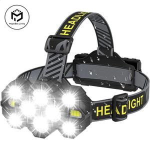 Naładowanie 10 latarki reflektorów LED z białymi czerwonymi światłami Lampa Lampa światła na zewnątrz Camping Rowing Riblelight 240117