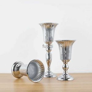 VASES LUXURY SILVER GOLD FLOWER VASE HOME VASE DESKTOPクラフトフラワーアレンジメント装飾ウェディングパーティークリスマスフラワーラックYQ240117