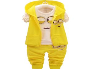 Baby Mädchen Jungen Minions Kleidung Sets Kinder Neue Frühling und Herbst Cartoon Baumwolle Anzug Mit Kapuze Weste T-shirt Hosen Kleidung set4994900