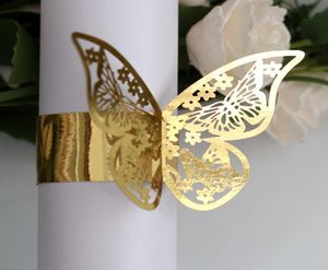 50st 10 färger Butterfly Style Laser Cut Paper Rings servetter Holder EL Birthday Wedding Xmas Party Favor Table Decoration1482902