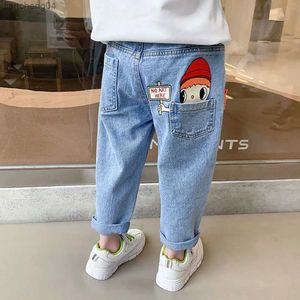 Jeans 2024 Neue Reizende Cartoon Kinder Jeans Frühling Herbst Casual Elastische Taille Mädchen Denim Hosen 2-8Years Alte Kinder Hosen