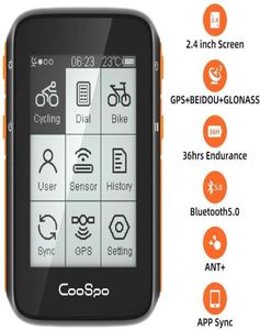 COOSPO BEZPELEKS Cykl Bike Computer GPS Speedometr Candometr 24 -calowy BLE50 Ant Ant Sync Sensor Waterproof with Bracket 2011207149327